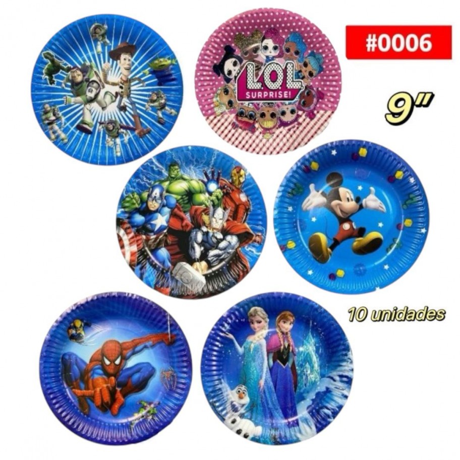 PLATOS DE 9" INFANTILES 10uds #0006 P.U