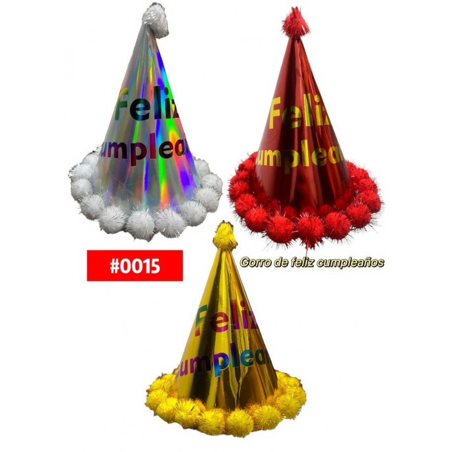 GORRO FELIZ CUMPLEAÑOS METALIZADO #0015