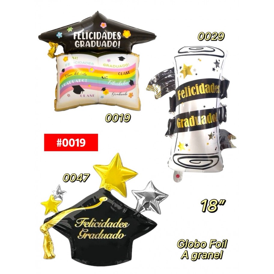 GLOBO FELICIDADES GRADUADO 18" GRANEL #0019