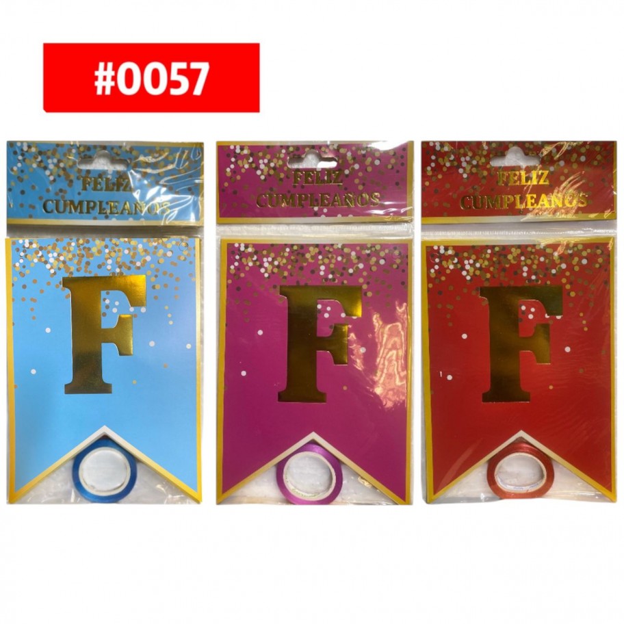 BANDERIN FELIZ CUMPLEAÑOS UNICOLOR DORADO #0057 P.U