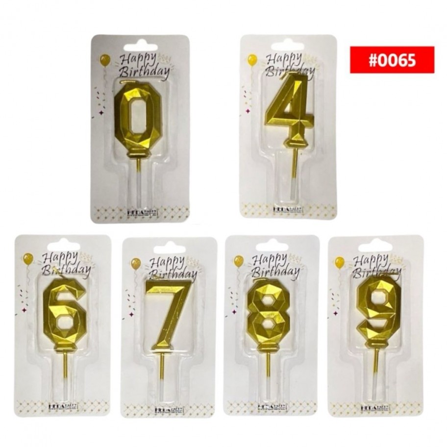 VELA NUMERO DORADO #0065