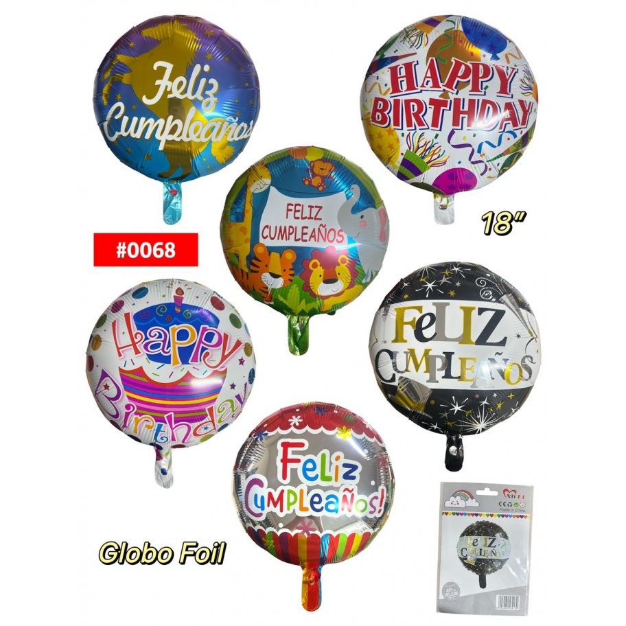 GLOBO FELIZ CUMPLEAÑOS / HAPPY BIRTHDAY 18" #0068 PROMO