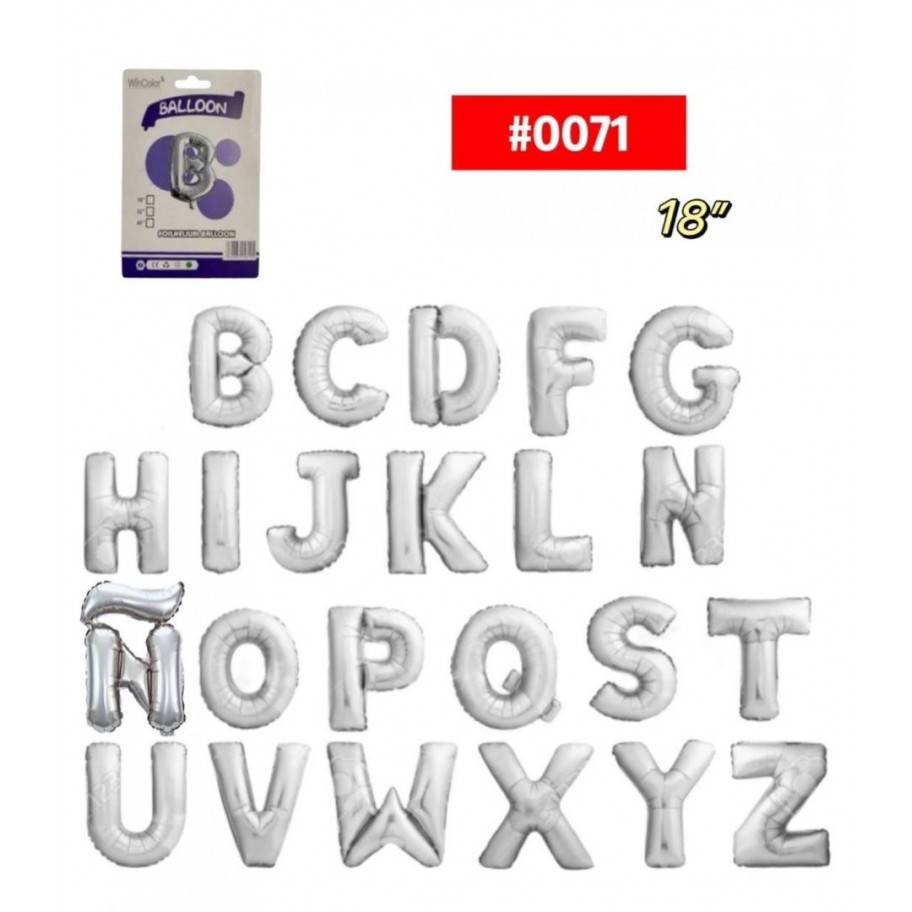 GLOBO FOIL 18" LETRA PLATEADO #0071 