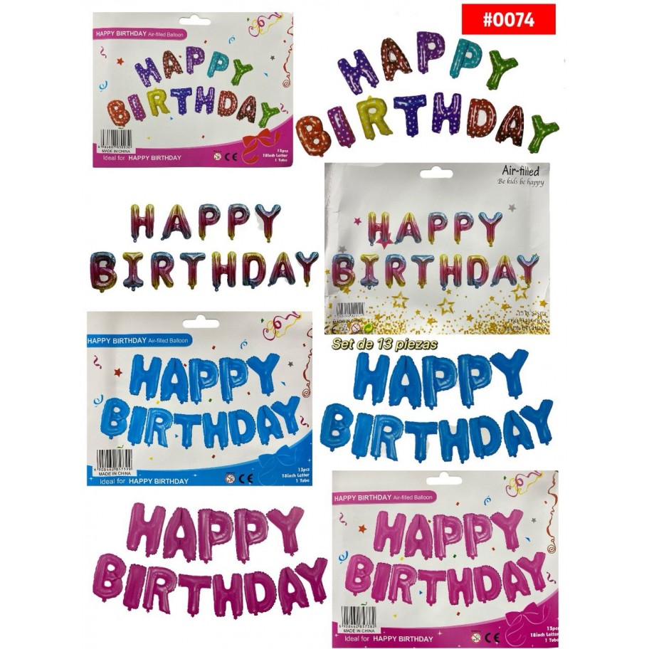 KIT DE GLOBOS HAPPY BIRTHDAY 13pcs #0074 PROMO