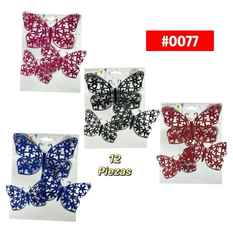 MARIPOSAS 3D DECORATIVAS 12uds #0077