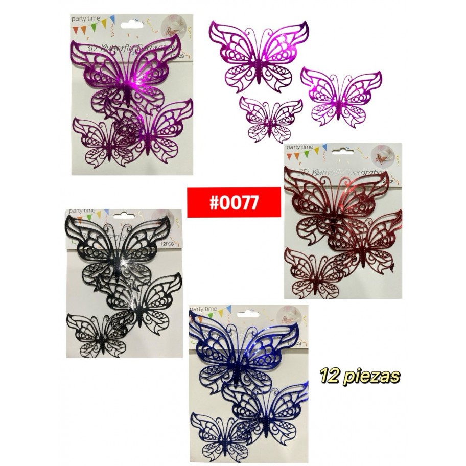 MARIPOSAS 3D DECORATIVAS 12uds #0077