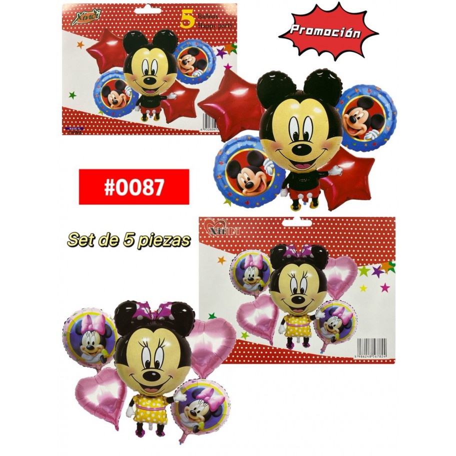 KIT DE GLOBOS MICKEY/MINNIE 5pcs #0087 PROMO