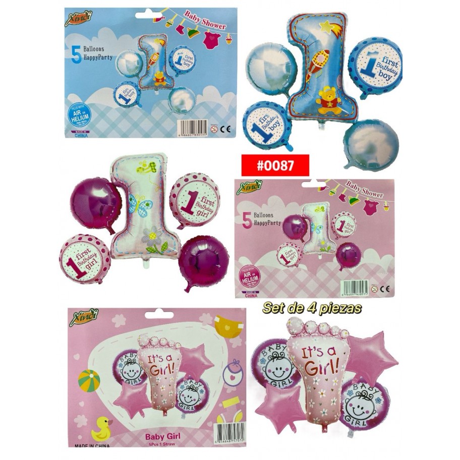 KIT DE GLOBOS IT'S A GIRL/BOY 5PCS #0087 PROMO