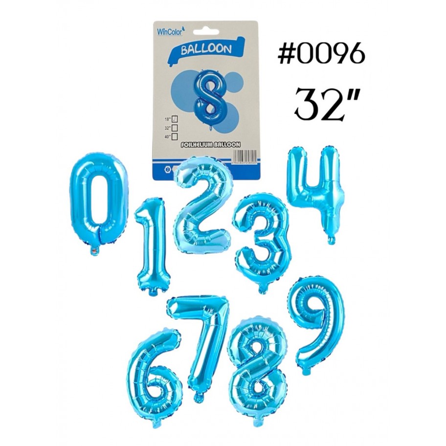 GLOBO FOIL 32" NUMERO AZUL #0096