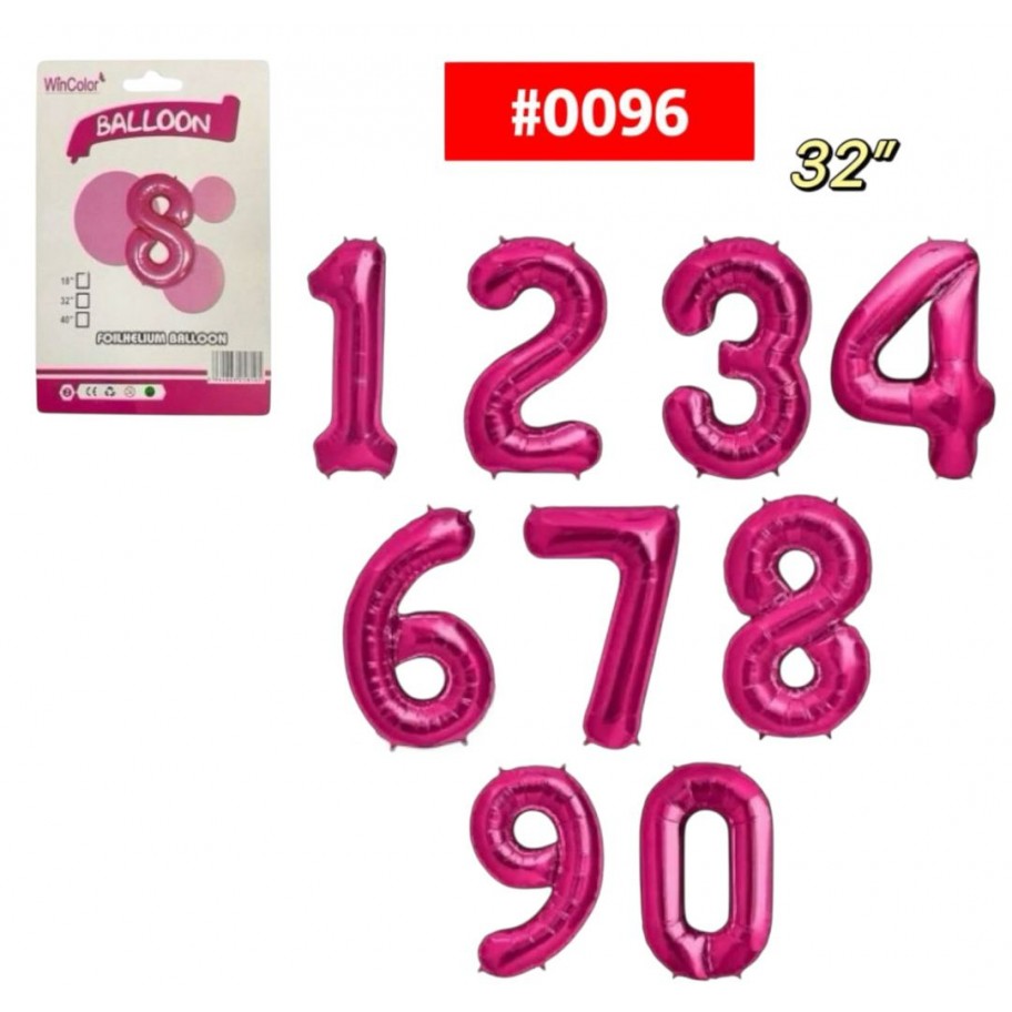 GLOBO FOIL 32" NUMERO FUCSIA #0096