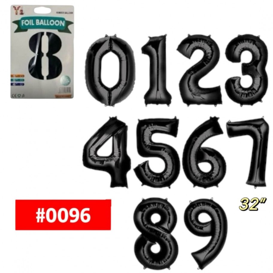 GLOBO FOIL 32" NUMERO NEGRO #0096