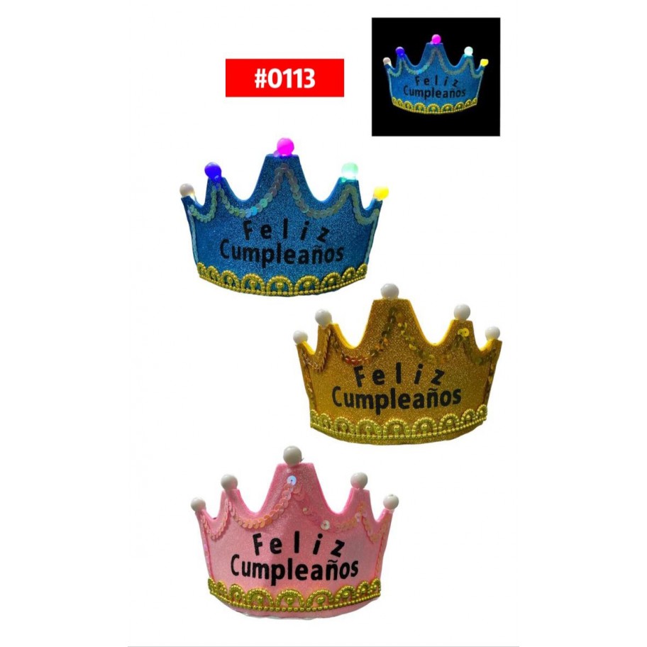 CORONA DE FELIZ CUMPLEAÑOS CON LUCES #0113 PROMO