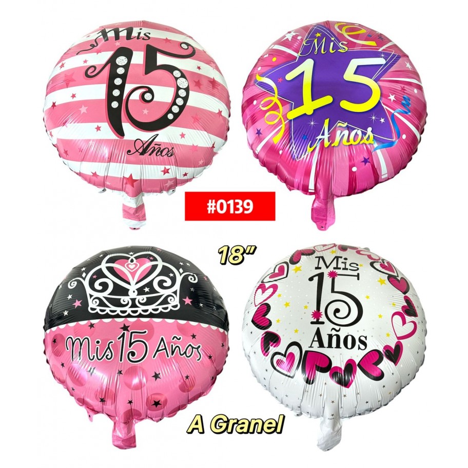 GLOBO FOIL 18" MIS 15 AÑOS GRANEL #0139