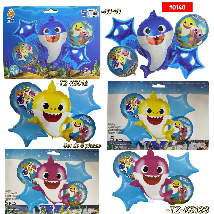 SET DE GLOBOS BABY SHARK 5pcs #0140