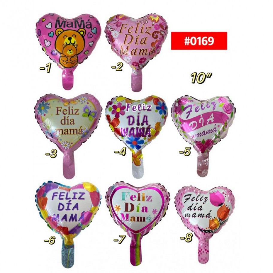 GLOBO FOIL 10" FELIZ DIA DE LA MADRE #0169 GRANEL 
