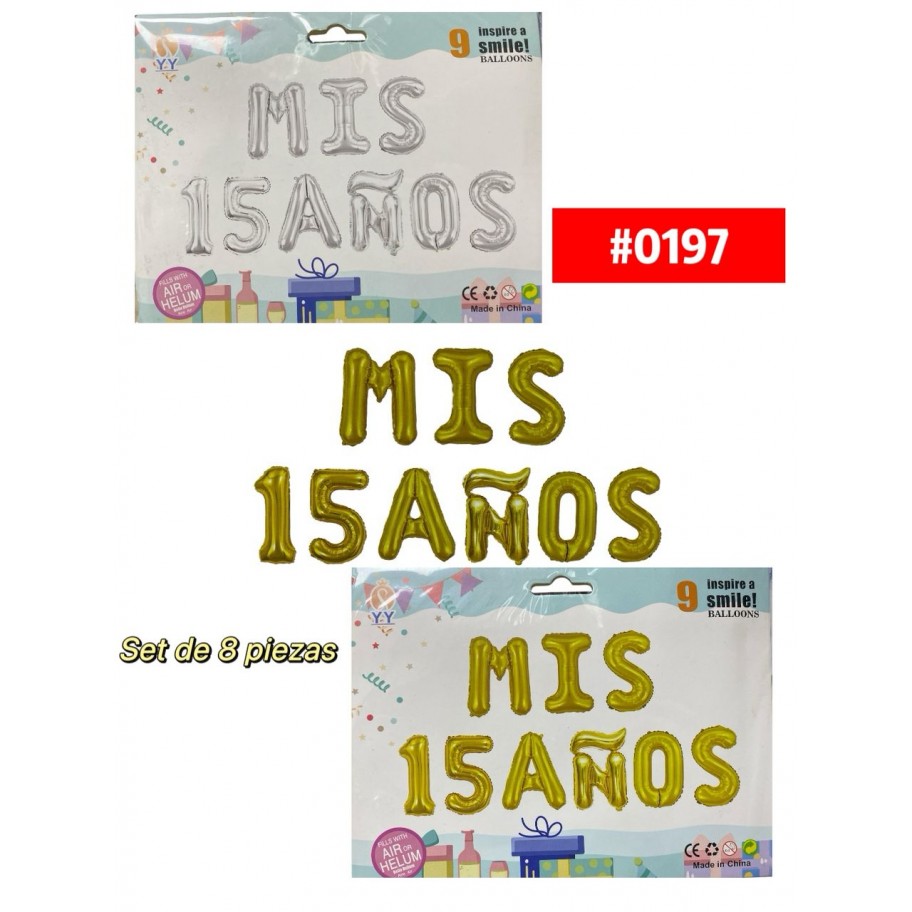 KIT DE GLOBOS MIS 15 AÑOS 9 PCS #0197 P.U