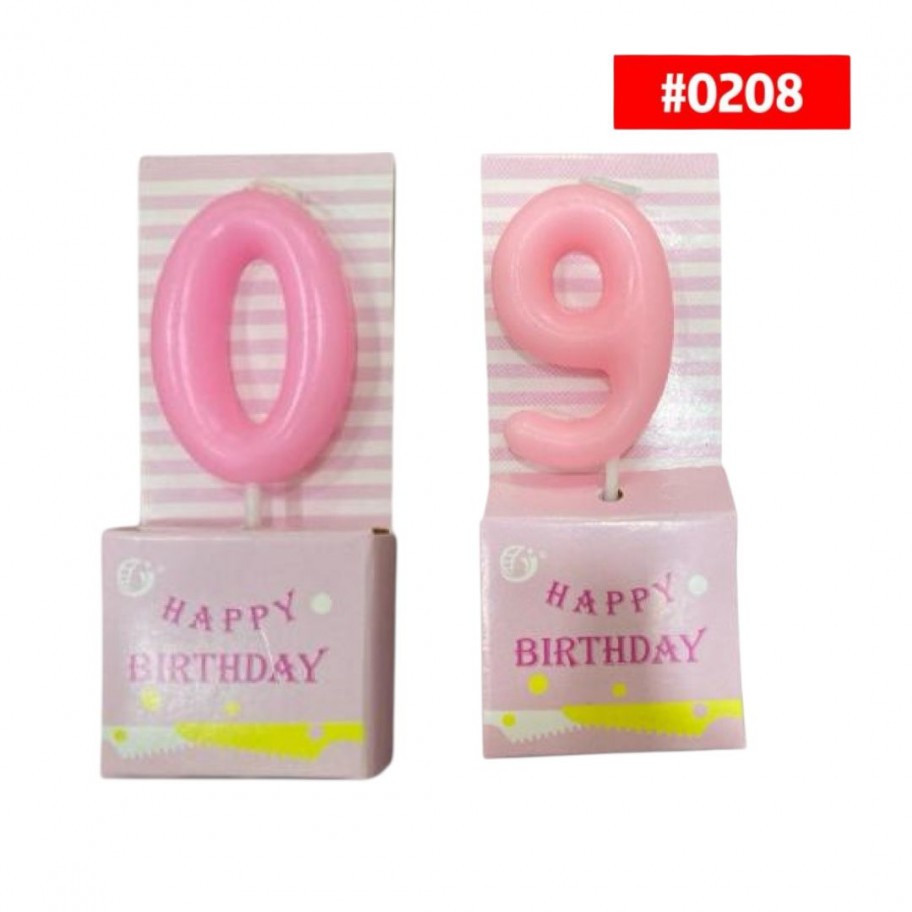 VELA NUMERO ROSADO #0208 PROMO
