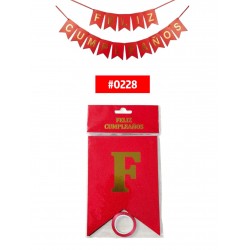 BANDERIN FELIZ CUMPLEAÑOS ESCARCHADO #0228 
