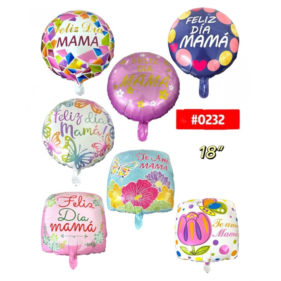 GLOBO FOIL 18" FELIZ DIA MAMÁ #0232 GRANEL