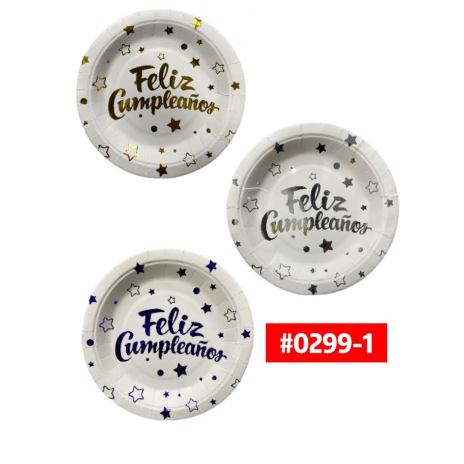 PLATOS FELIZ CUMPLEAÑOS DE 7" 10uds #0299-1