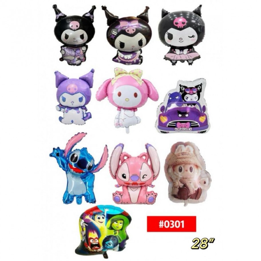 GLOBO FOIL 28'' SANRIO/STITCH/LABUBU #0301 GRANEL
