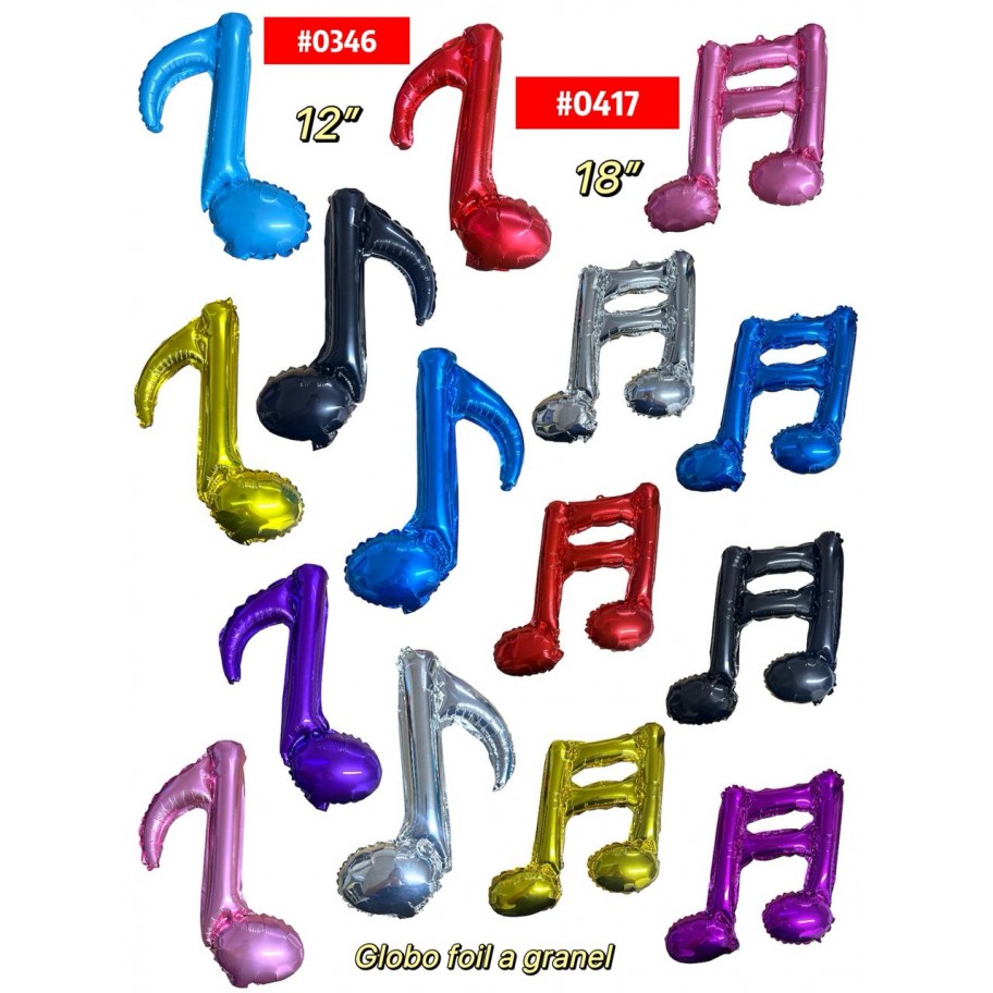GLOBO FOIL NOTA MUSICAL 12" 18" #0346/0417 GRANEL 
