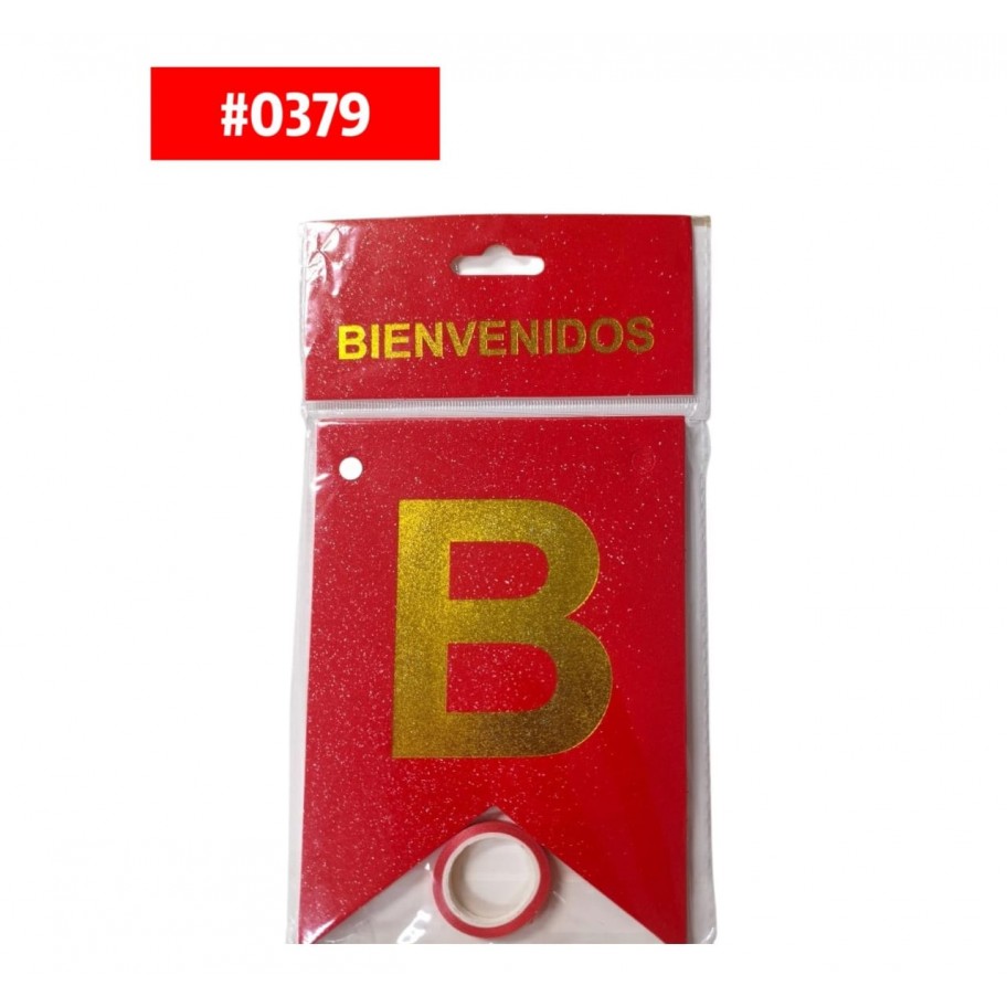 BANDERIN BIENVENIDOS ESCARCHADO #0379 P.U