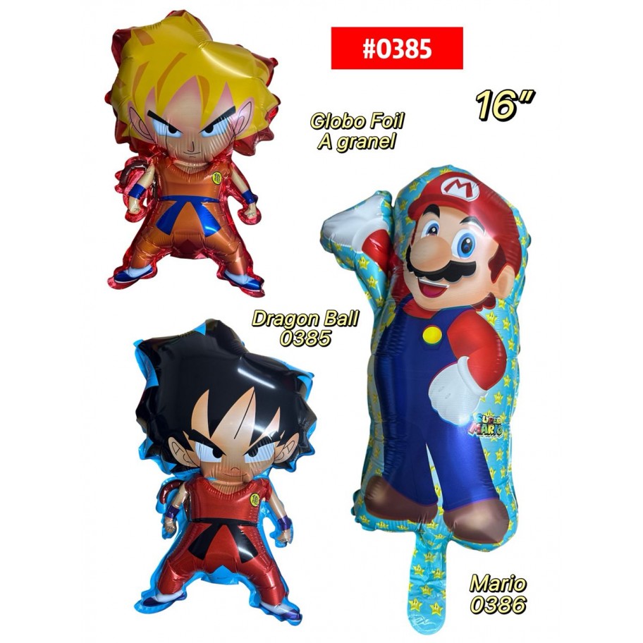 GLOBO FOIL 15" MARIO DRAGON BALL #0385 GRANEL