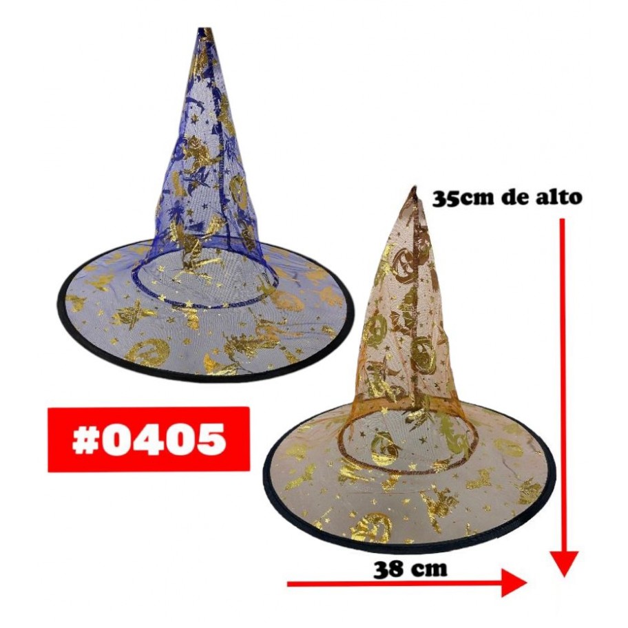 SOMBRERO TRANSPARENTE DE BRUJA HALLOWEEN #0405