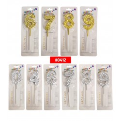VELA NUMERO TEXTURA DORADO PLATEADO #0412 P.U