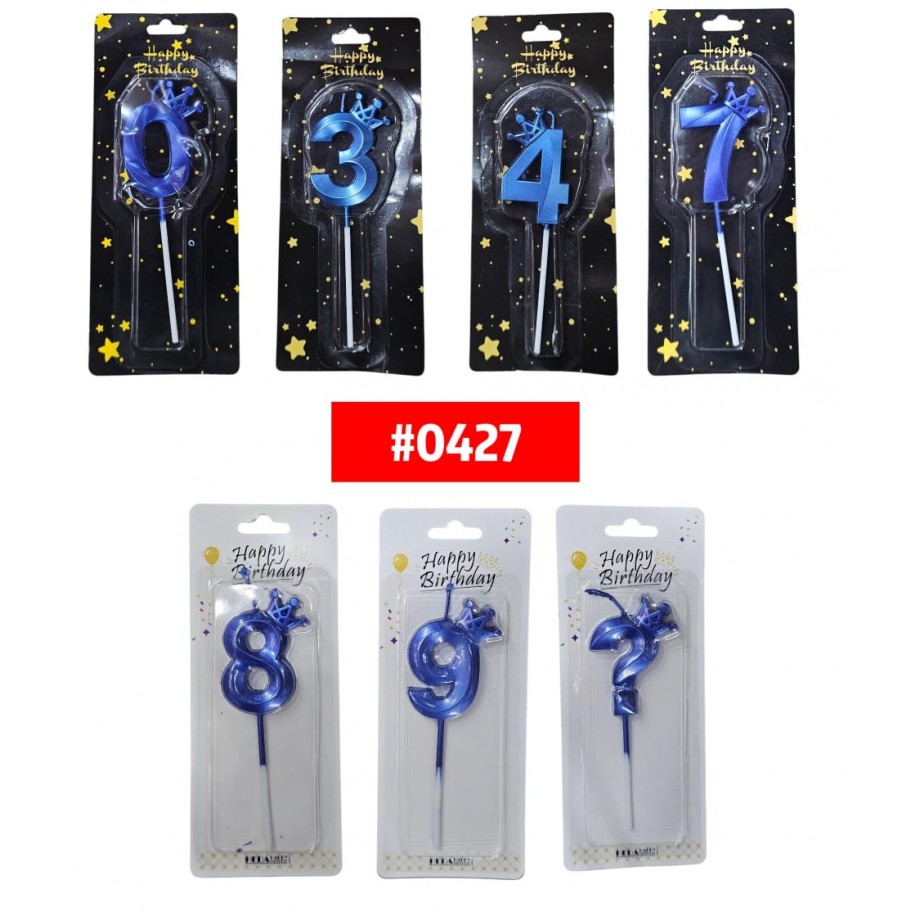 VELA NUMERO CORONA AZUL #0427/Q6013