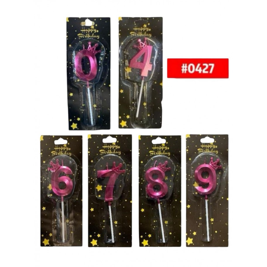 VELA NUMERO CORONA FUCSIA #0427/Q6013