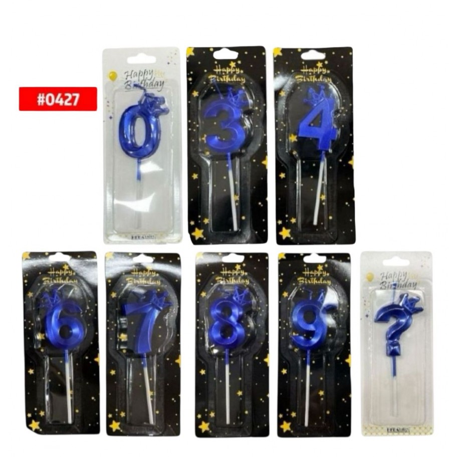 VELA NUMERO CORONA AZUL #0427/Q6013