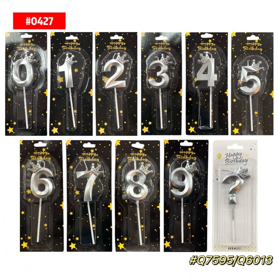 VELA NUMERO CORONA PLATEADA #0427/Q6013/Q7595