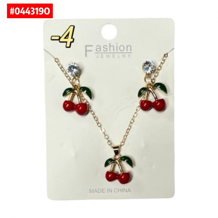JUEGO DE COLLAR MANZANA CEREZA FRESA #044319O