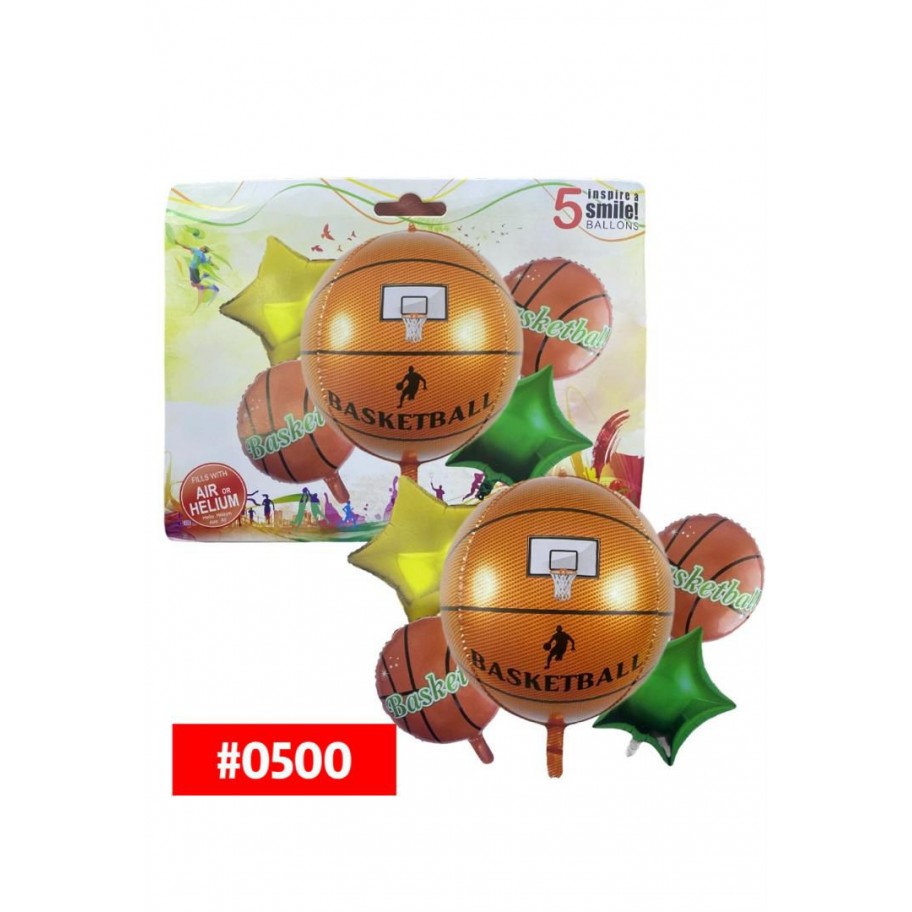 SET DE GLOBOS BASKETBALL 5pcs #0500