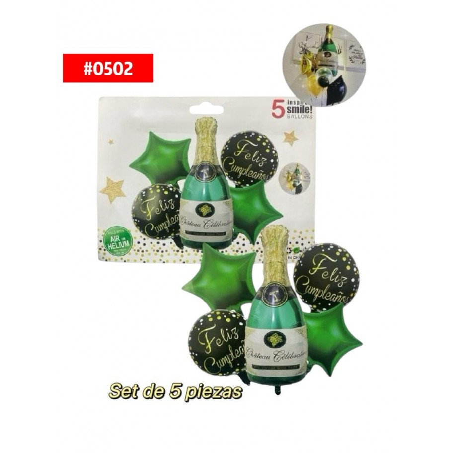 SET DE GLOBOS CHAMPAGNE 5pcs #0502