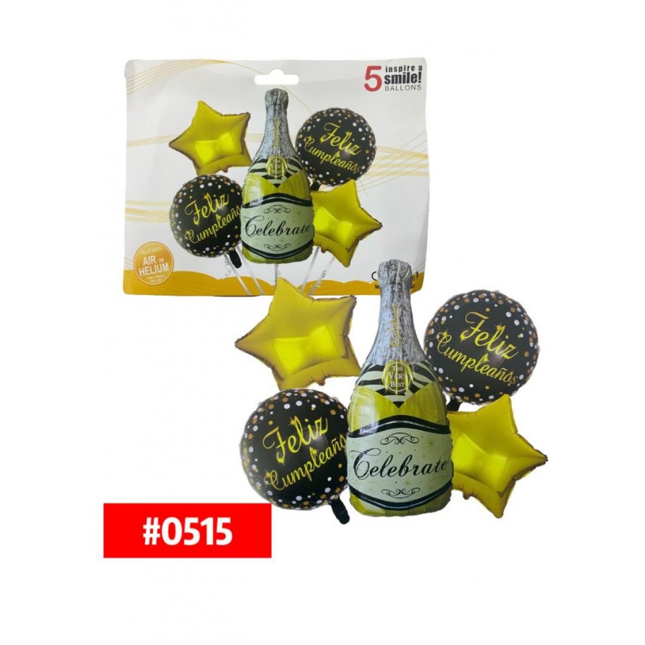 SET DE GLOBOS CHAMPAGNE 5pcs #0515