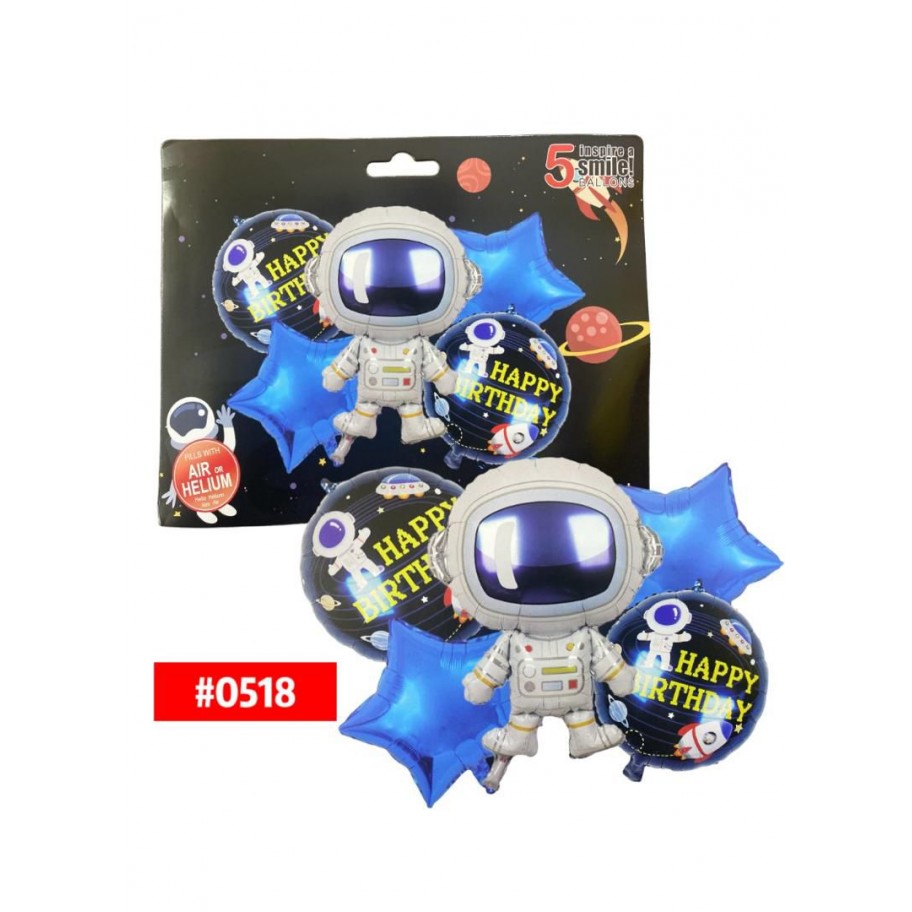 SET DE GLOBOS ASTRONAUTA 5pcs #0518