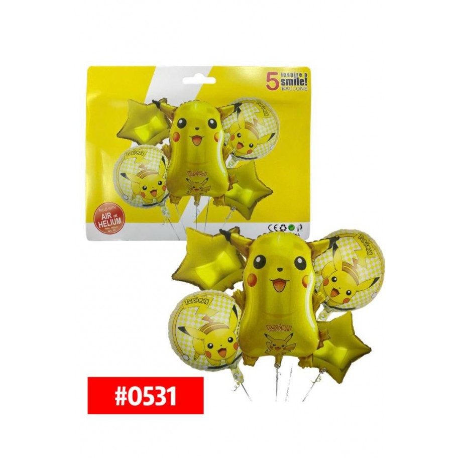 SET DE GLOBOS PIKACHU 5pcs #0531