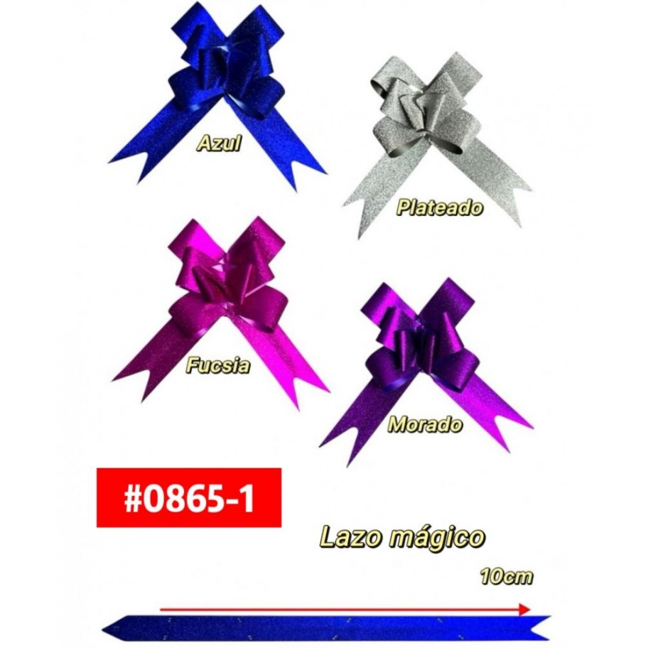 LAZOS MAGICOS ESCARCHADOS 10cm *10 #0865-1