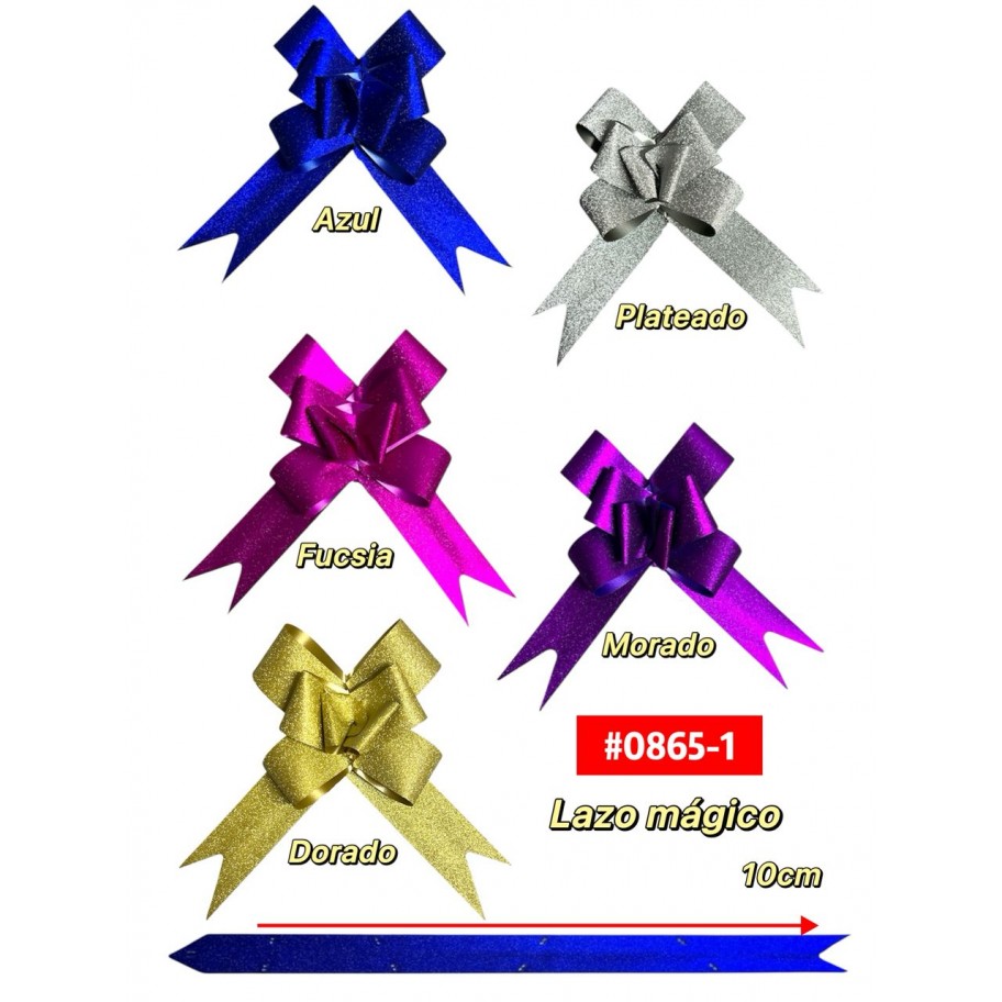 LAZOS MAGICOS ESCARCHADOS 10cm *10 #0865-1