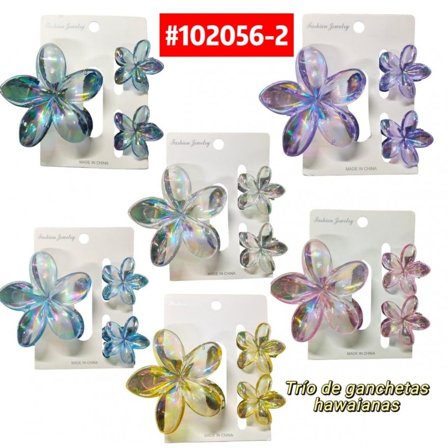TRIO DE GANCHETAS HAWAIANAS 12uds #102056