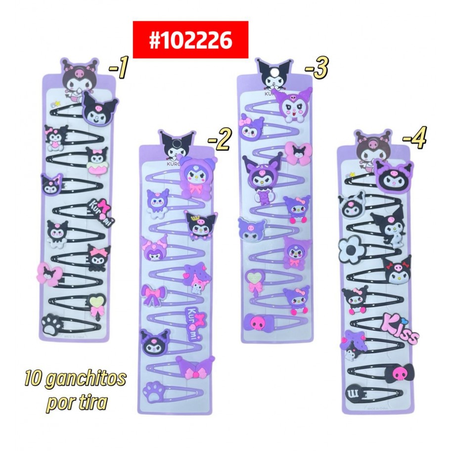 SET DE GANCHITOS LARGOS KUROMI 10pcs #102226