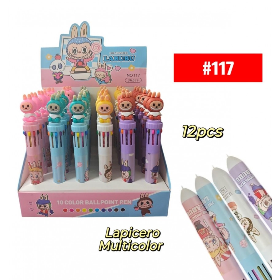 LAPICERO MULTICOLOR LABUBU 12uds #117 PROMO