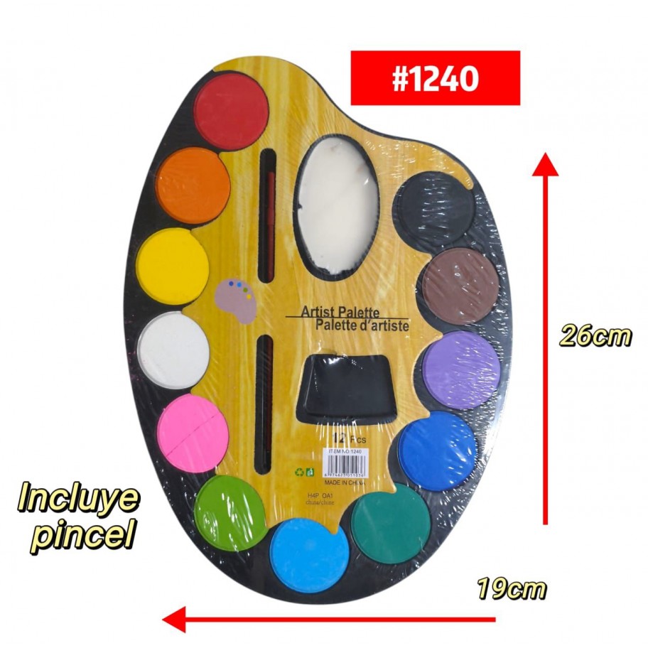 PALETA ARTISTICA DE 12 COLORES #1240