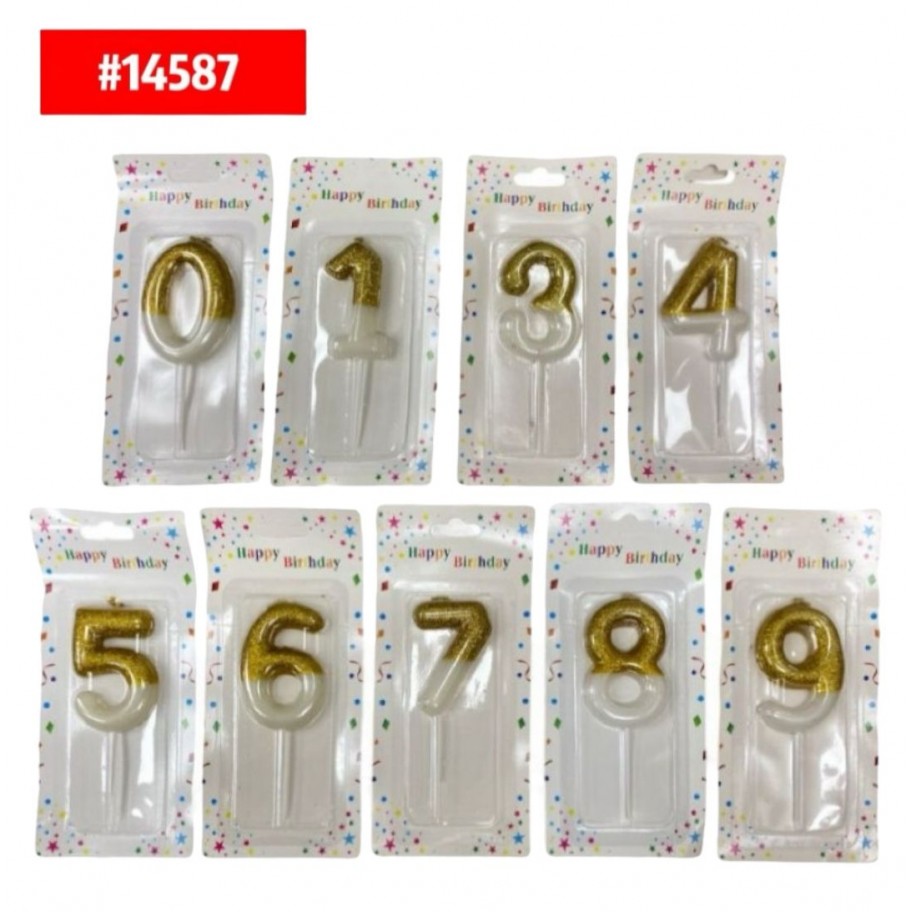 VELA NUMERO BICOLOR DORADO #14587
