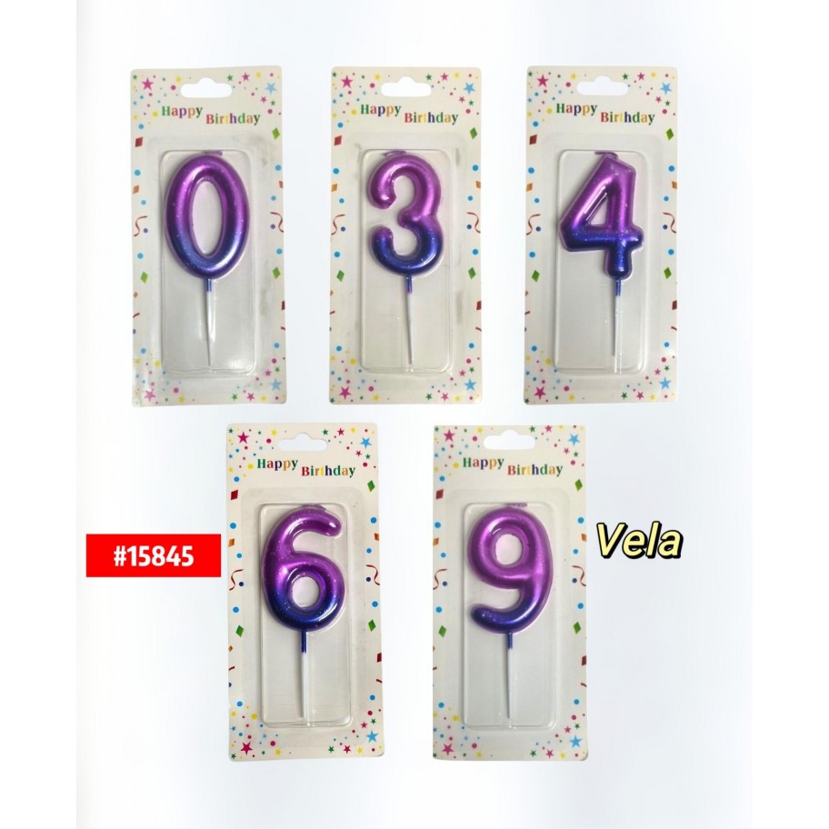 VELA NUMERO BICOLOR MORADO #15845