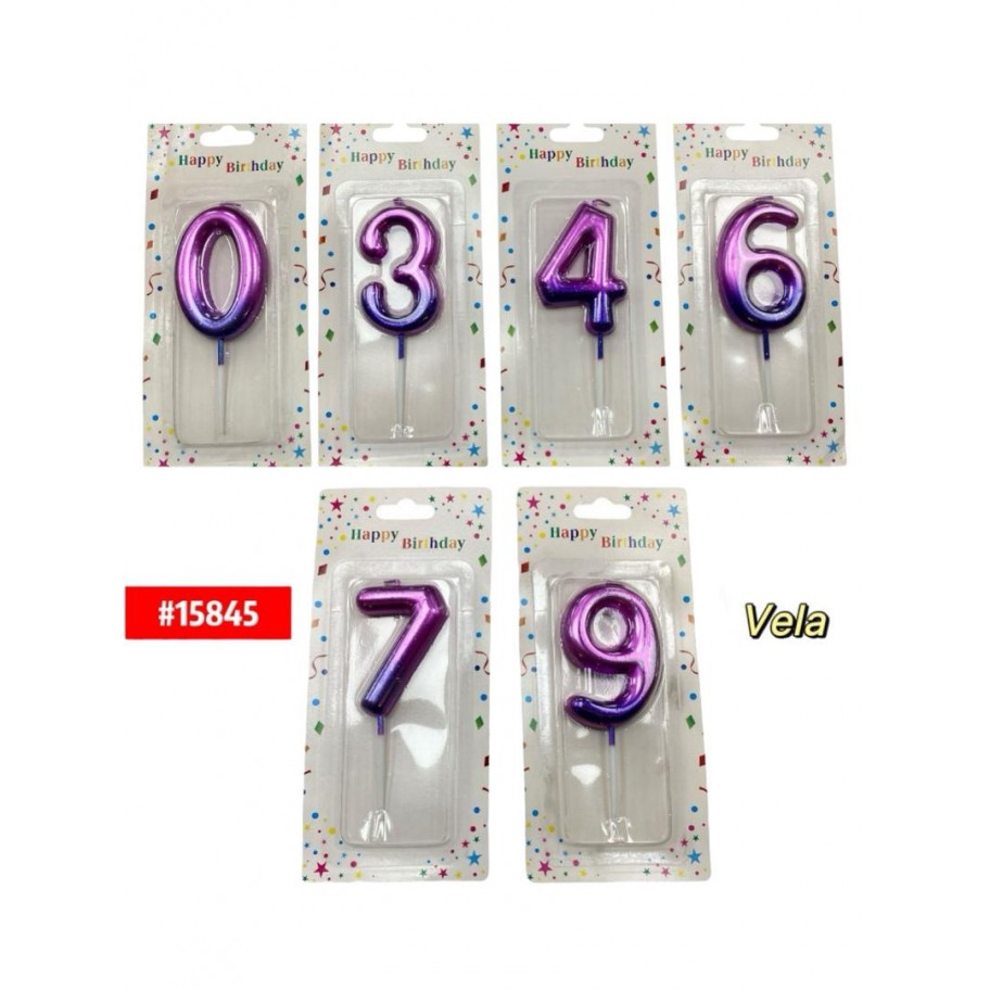 VELA NUMERO BICOLOR MORADO #15845