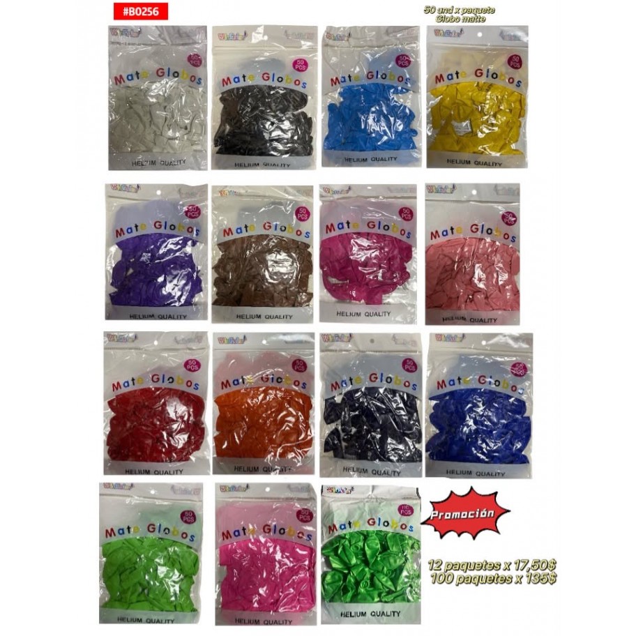 GLOBOS LATEX 50uds x100pqs #B0256 PROMO